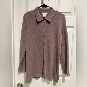 Jason Wu Dusty Mauve Ribbed Knit Cardigan WOMEN SIZE L